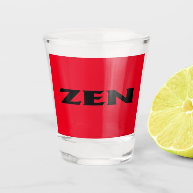 Vaso De Chupito Vidrio rojo negro Zen (Anverso)