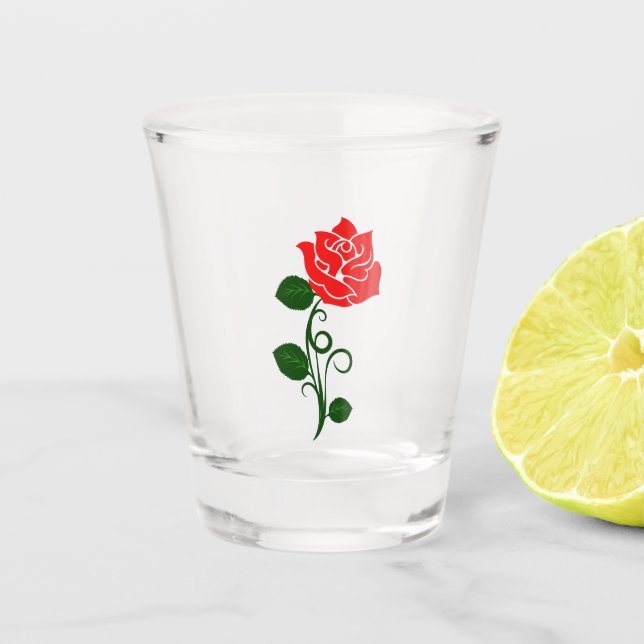 Vaso De Chupito Vidrio rojo rosa (Anverso)