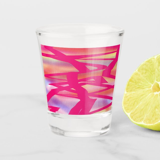 Vaso De Chupito Vidrio rosa caliente (Anverso)