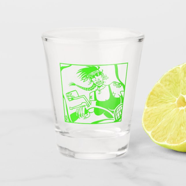 Vaso De Chupito Vidrio verde de disparo de Biker (Anverso)