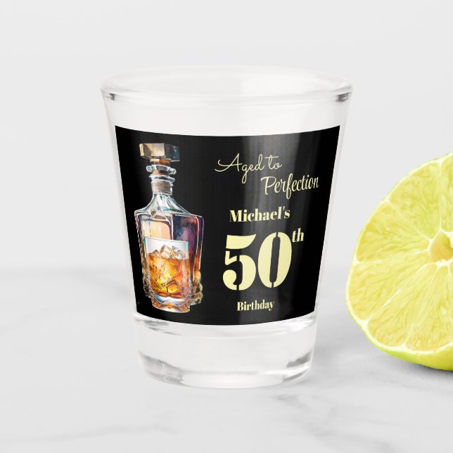 Vaso De Chupito Viejo a la Perfección Whiskey de Cumpleaños 50 par (Anverso)