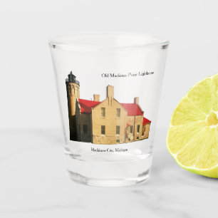 Vaso De Chupito Viejo Mackinac Point Lighthouse vidrio de disparo