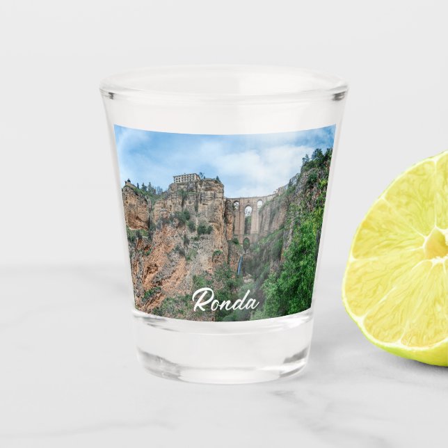 Vaso De Chupito Viejo puente histórico en Ronda, España (Anverso)