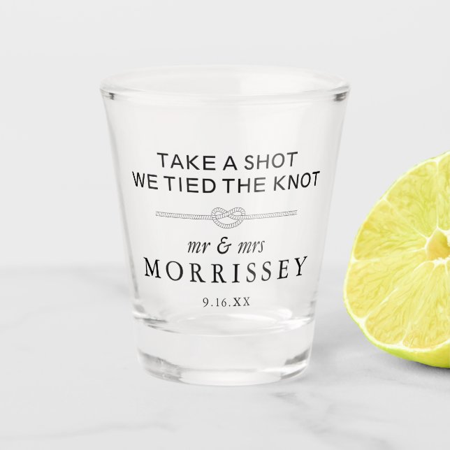 Vaso De Chupito Vinculamos Al Boda Personalizado De Knot (Anverso)