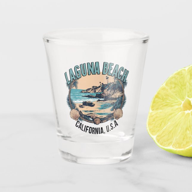 Vaso De Chupito Viñeta retro de Laguna Beach  (Anverso)