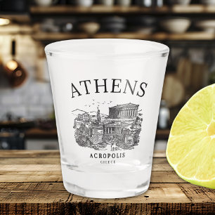 Vaso De Chupito Vintage Acropolis of Athens Illustration