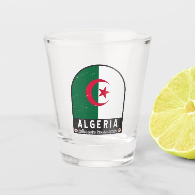 Vaso De Chupito Vintage anglosajón de bandera argelina (Anverso)