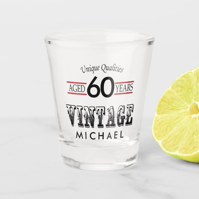 Vaso De Chupito Vintage Birthday - Personalizar (Anverso)
