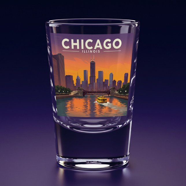 Vaso De Chupito Vintage Chicago Illinois (Subido por el creador)