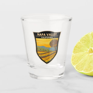 Vaso De Chupito Vintage de arte de viajes de Napa Valley Californi