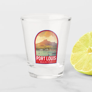 Vaso De Chupito Vintage de arte de viajes de Port Louis Mauritius