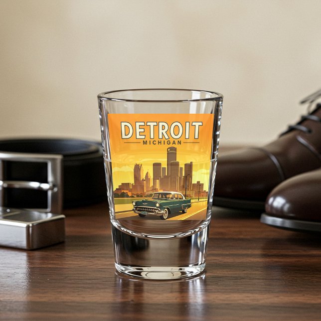 Vaso De Chupito Vintage Detroit Michigan (Subido por el creador)