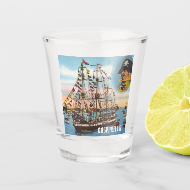 Vaso De Chupito Vintage Gasparilla Pirate Ship Tampa (Anverso)