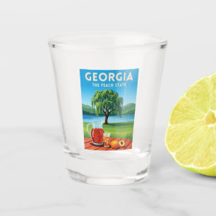 Vaso De Chupito Vintage Travel Georgia Estado del Melocotón Escéni