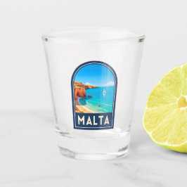 Vaso De Chupito Vintage Travel Malta Seaside Landscape Retro