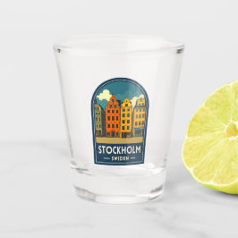 Vaso De Chupito Vintage Travel Stockholm Sweden Old Town Retro