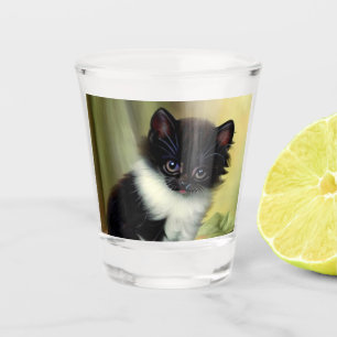 Vaso De Chupito Vintage Tuxedo Kitten Ilustracion
