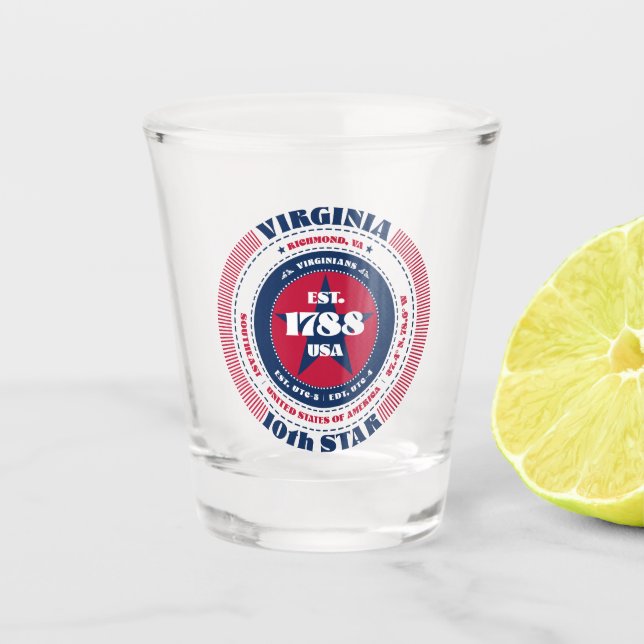 Vaso De Chupito Virginia 10.ª Star Patriotic Shot glass (Anverso)