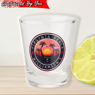 Vaso De Chupito Virginia Beach USA Retro Sunset Souvenirs 80
