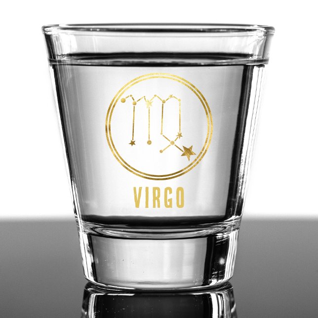 Vaso De Chupito Virgo Rótulo Zodiaco Astrología Horoscopio Oro (gold virgo zodiac sign shot glass)