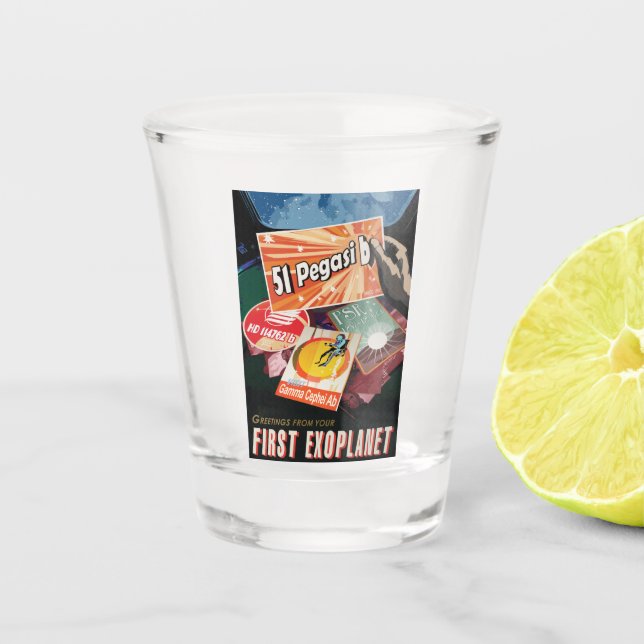 Vaso De Chupito Visitar el primer exoplaneta encontrado fuera del  (Anverso)
