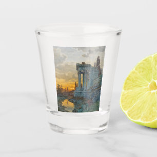 Vaso De Chupito Vista del sur de Italia con antiguas ruinas romana