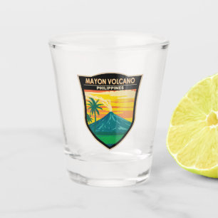 Vaso De Chupito Volcán Mayon Filipinas Viaje Arte Vintage