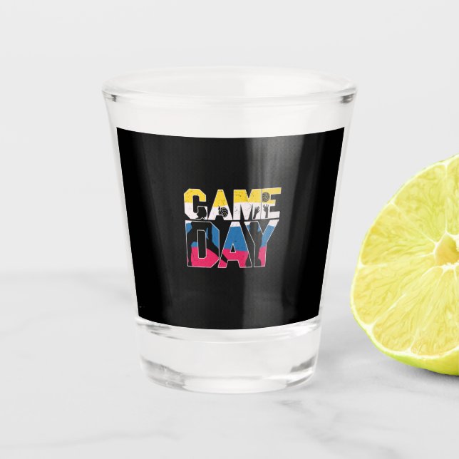 Vaso De Chupito Voleibol | Voleibol de día de juego (Anverso)