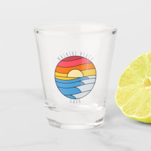 Vaso De Chupito Waikiki Beach Oahu Vintage Beach Sunset