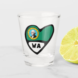 Vaso De Chupito Washington, Bandera Estatal De WA En El Corazón, V