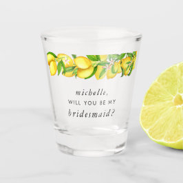 Vaso De Chupito Watercolor Lemon Bridal Shower - La dama de honor