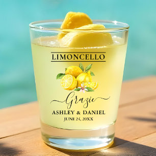 Vaso De Chupito Watercolor Lemons Limoncello Boda Grazie