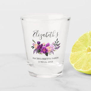 Vaso De Chupito Watercolor Morado Violeta Morada Fiesta de Bachelo