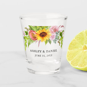 Vaso De Chupito Watercolor Sunflower Boho Boda Floral