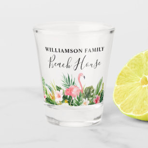 Vaso De Chupito Watercolor Tropical Familia Floral Nombre Beach Ho