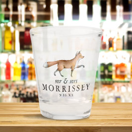 Vaso De Chupito Watercolor Woodland Fox Sr. y Sra. Boda