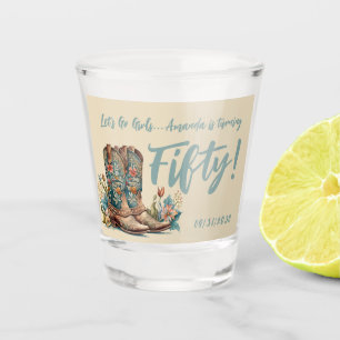 Vaso De Chupito Western Boots Floral Quincuagésimo cumpleaños
