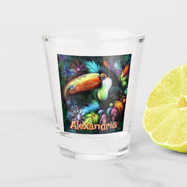 Vaso De Chupito Whimsical Abstract Toucan Bird Personalized (Anverso)