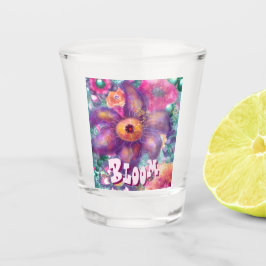 Vaso De Chupito Whimsical Floral Abstract Art Teal Personalized 