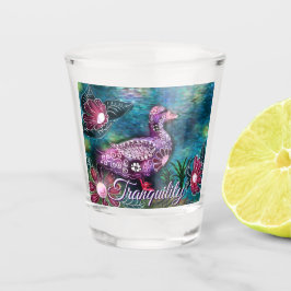 Vaso De Chupito Whimsical Floral Duck Purple Teal Personalized