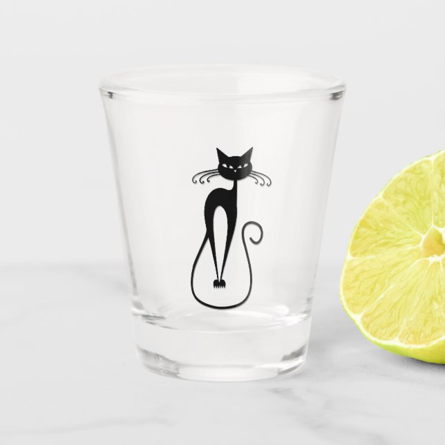 Vaso De Chupito Whimsical Skinny Black Cat (Anverso)
