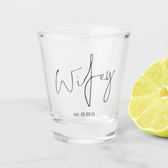 Vaso De Chupito Wifey Script Date Bride Keepsake Gift (Anverso)