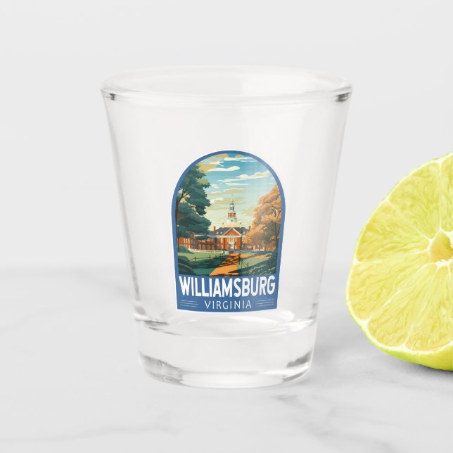 Vaso De Chupito Williamsburg Virginia Travel Art Vintage (Anverso)