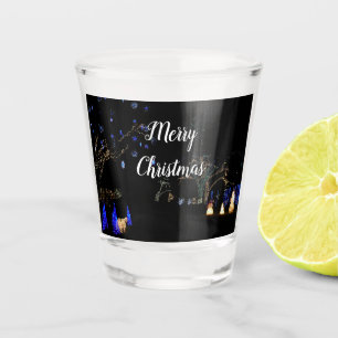 Vaso De Chupito Winter Wonderland ilumina vacaciones azules y blan