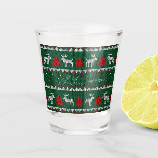 Vaso De Chupito Winter Wonderland,Reindeer Pine Tree Green (Anverso)