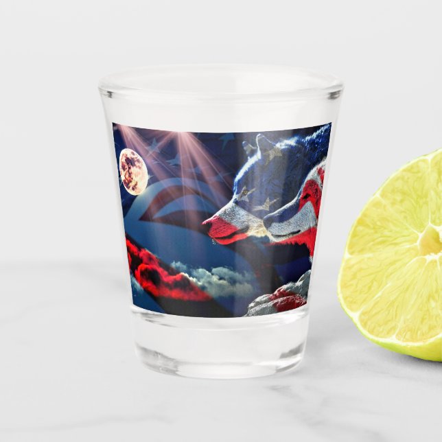 Vaso De Chupito Wolf Wolves Full Moon (Anverso)
