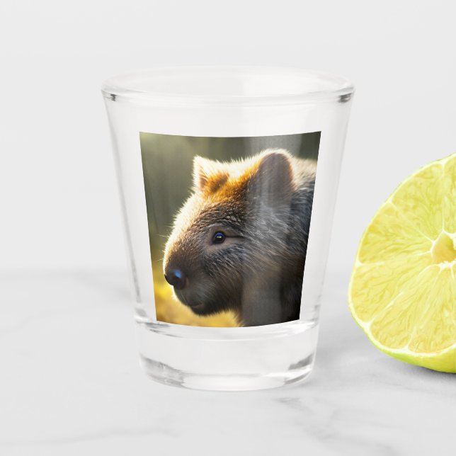 Vaso De Chupito Wombat, joven australiano, vidrio caliente (Anverso)