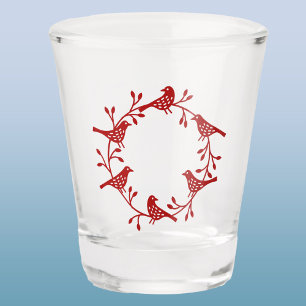 Vaso De Chupito Wreath escandinava de aves y flores