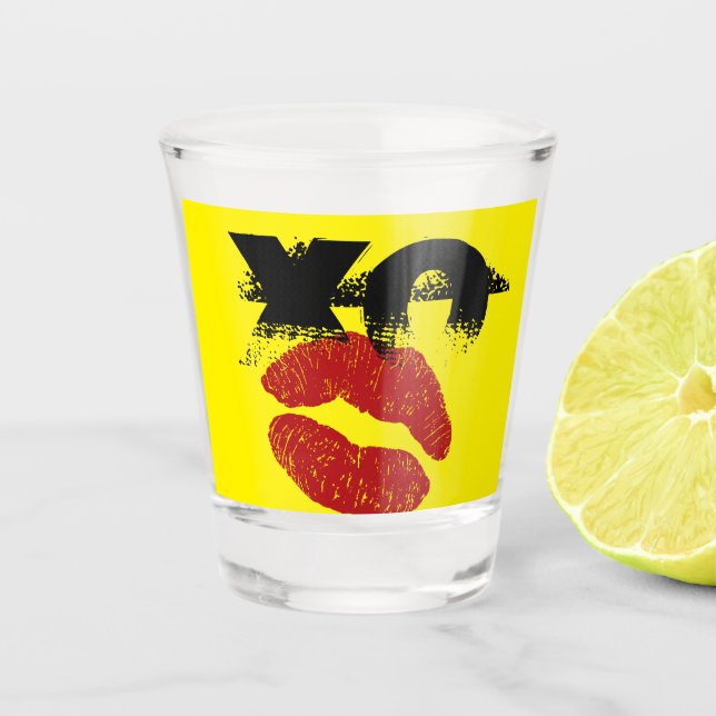Vaso de chupito XO XO bésame retro / Fiesta divert (Anverso)