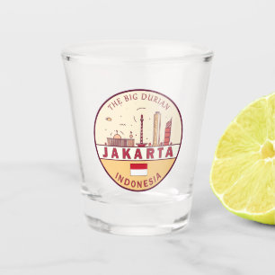 Vaso De Chupito Yakarta Indonesia City Skyline Emblem